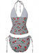 Ensemble tankini dos nu à carreaux vichy rose années 1950