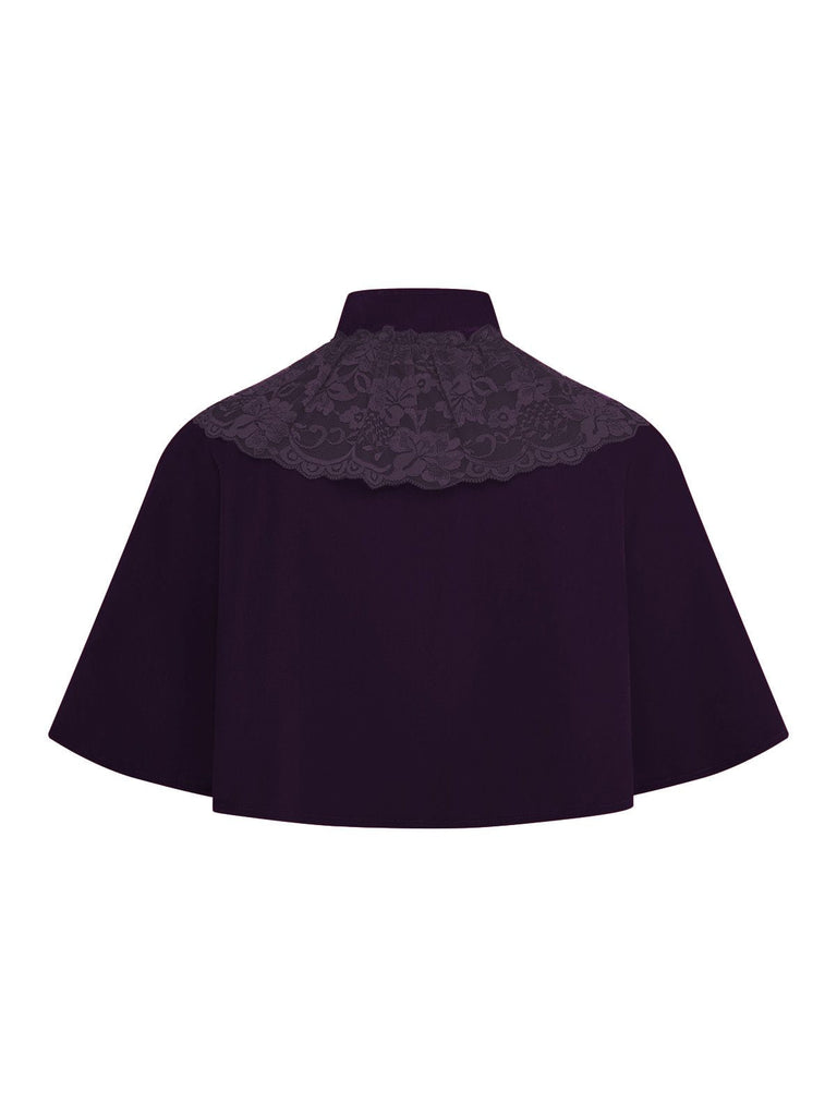 Cape patchwork en velours et dentelle unie des années 1950