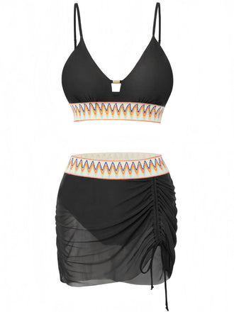 Chevron Filet Patchwork Ensemble Tankini Années 1940 2