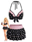 Ensemble bikini dos nu noir pois années 1940