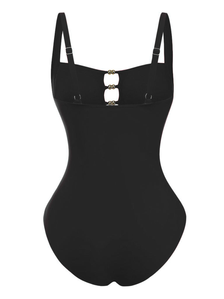 Froncé Découpé Tummy Control Maillot de Bain Une Pièce Années 1950 11