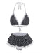 Noir à Pois Dentelle Halter Ensemble Bikini Années 1960 2