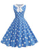 Robe sans manches à pois et col Claudine années 1950