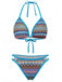Bohème Géométrique Tricot Halter Ensemble Bikini Années 1970 12