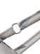 Close-up of a floral-patterned strap with a metal ring on a white background