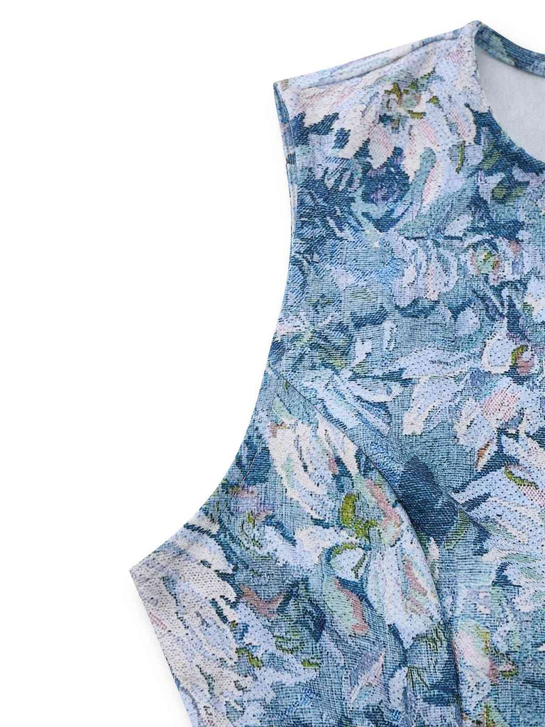 Blue floral dress on a white background