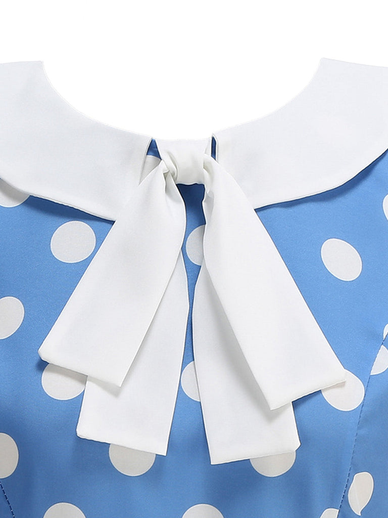 Robe sans manches à pois et col Claudine années 1950