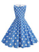 Robe sans manches à pois et col Claudine années 1950