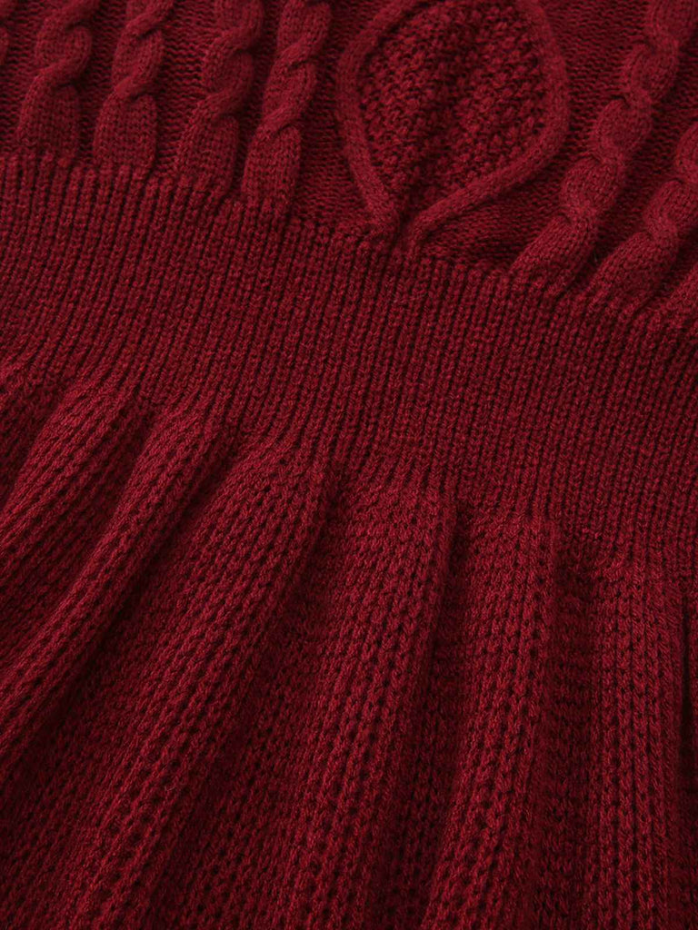 Robe pull manches lanternes en maille unie des années 1940