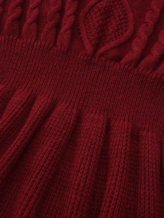 Robe pull manches lanternes en maille unie des années 1940