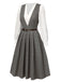 2PCS robe à carreaux et chemisier en satin années 40