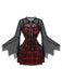 Robe d'Halloween carreaux et bretelles fines ensemble d'accessoires années 1950