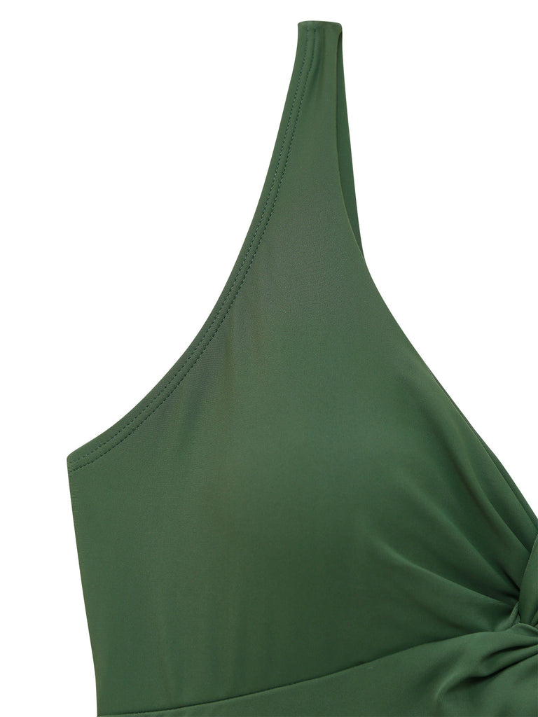 Uni Torsadé Devant Ajouré Maillot de Bain à Jupe Une Pièce Années 1930 8
