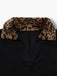 Robe en maille côtelée noire bordure en fausse fourrure léopard style années 1940