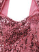 Robe longue de sirène rose à paillettes fente haute des années 1920