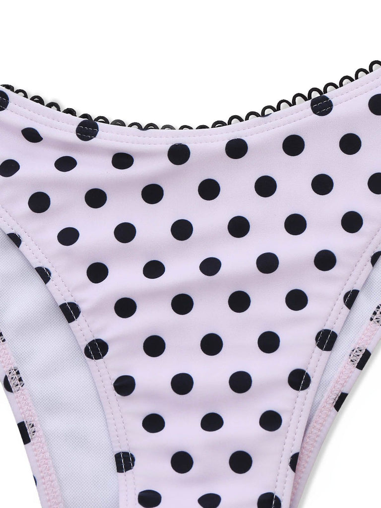 Ensemble tankini rose à pois et nœud années 1950