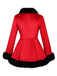 Veste de Noël en velours à lacets et bordure en fourrure rouge des années 1970