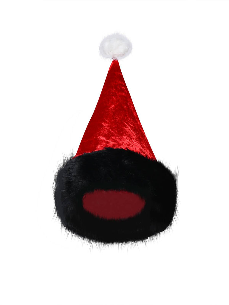Veste de Noël en velours à lacets et bordure en fourrure rouge des années 1970