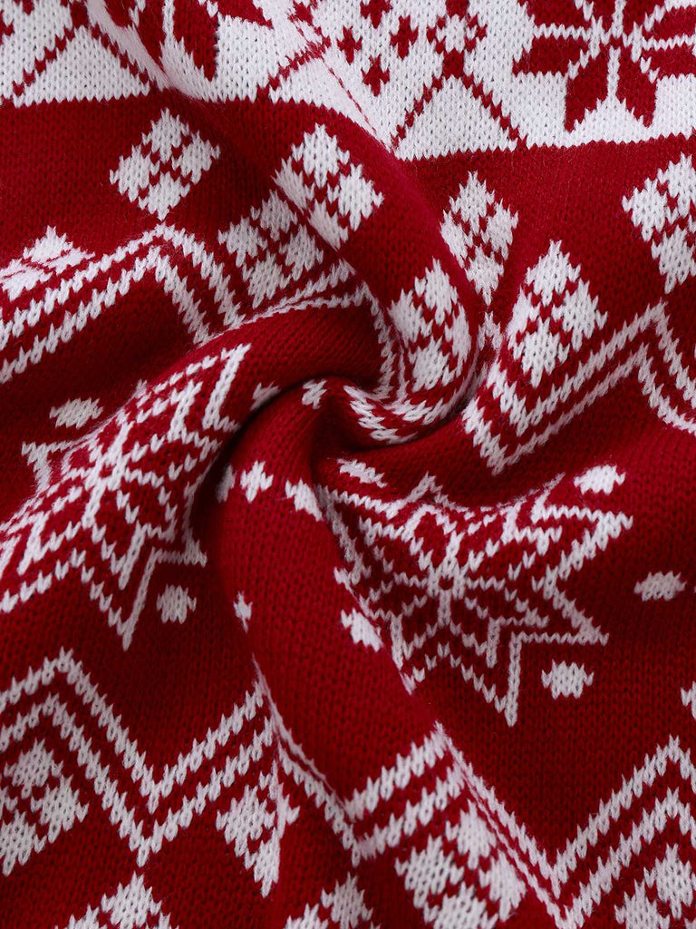 Robe en maille jacquard à rennes et de flocons de neige années 1960