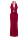 Robe maxi fendue licou pailletée dos nu col cowl 1980s