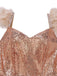 Robe sequins col en V bretelles à plumes fente haute années 1930