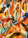 Combishort ceinturée multicolore col V et imprimé abstrait années 1980