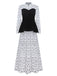 Robe mi-longue blanche à corset en velours plissé et perles papillon des années 1980