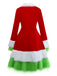 Robe rouge et verte à bordure en fourrure Grinch des années 1940