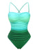 Maillot de bain une pièce froncé vert ombré années 1930