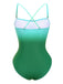 Maillot de bain une pièce froncé vert ombré années 1930