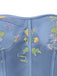 Robe longue à manches longues en maille brodée de fleurs bleues années 1930