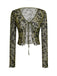 Cardigan transparent à lacets et imprimé botanique des années 1980