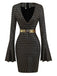 Robe disco noire transparente à manches cloche et ceinture des années 1970