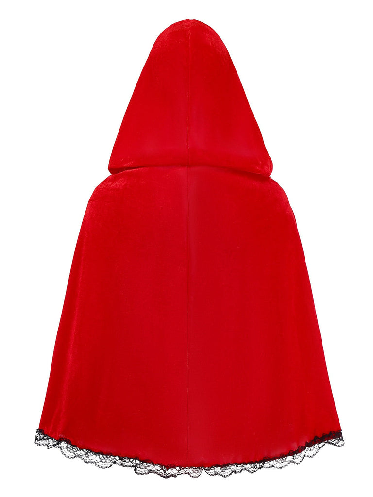 Robe et cape en velours rouge en dentelle et paillettes années 1980