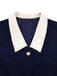 Robe bleue foncé à boutons et poignets bruts années 1960