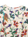 Robe beige fleurs et oiseaux à manches bouffantes années 1940