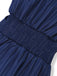 Robe chemise rayée fines bleue col Johnny des années 60