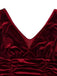 Robe longue bordeaux en velours à sequins col en V style années 1950