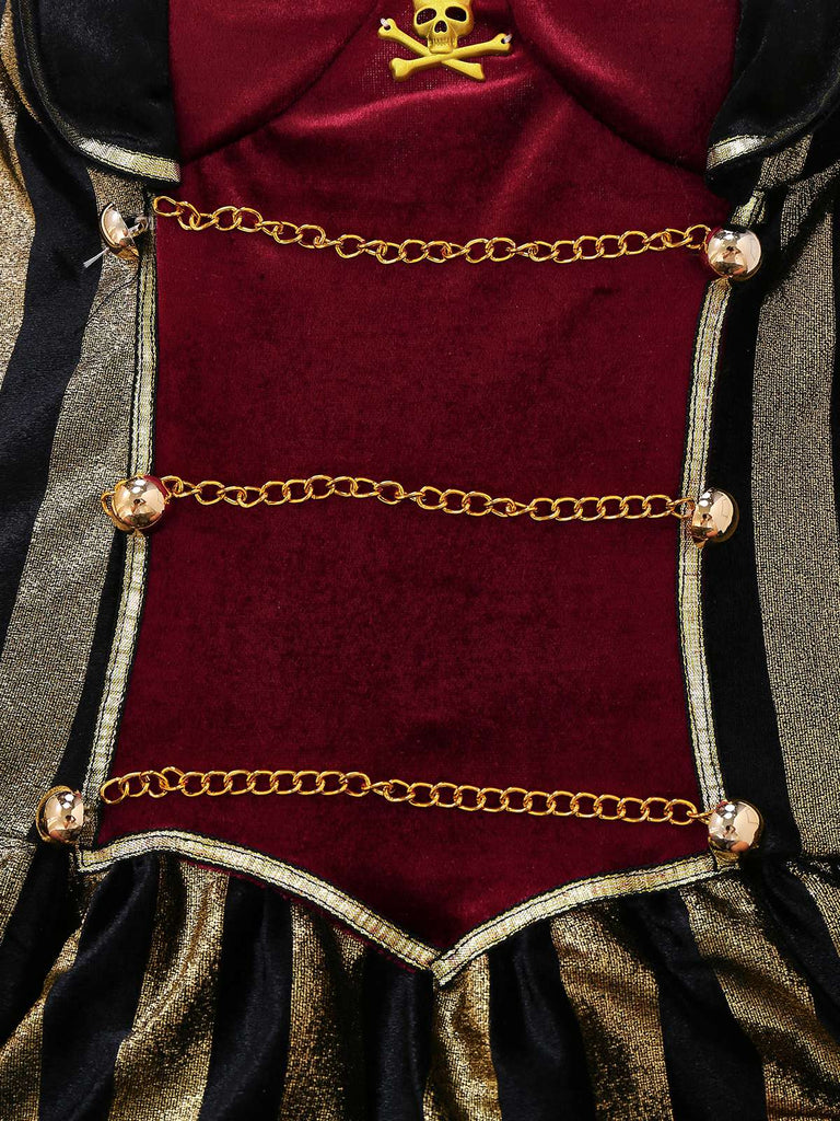Robe de capitaine pirate Halloween en velours rouge vin des années 1970