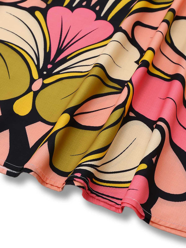 Robe dos nu à fleurs style bohème avec ceinture des années 1970