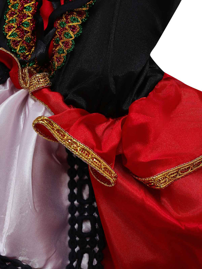 3PCS Cape rouge avec robe corset années 1970