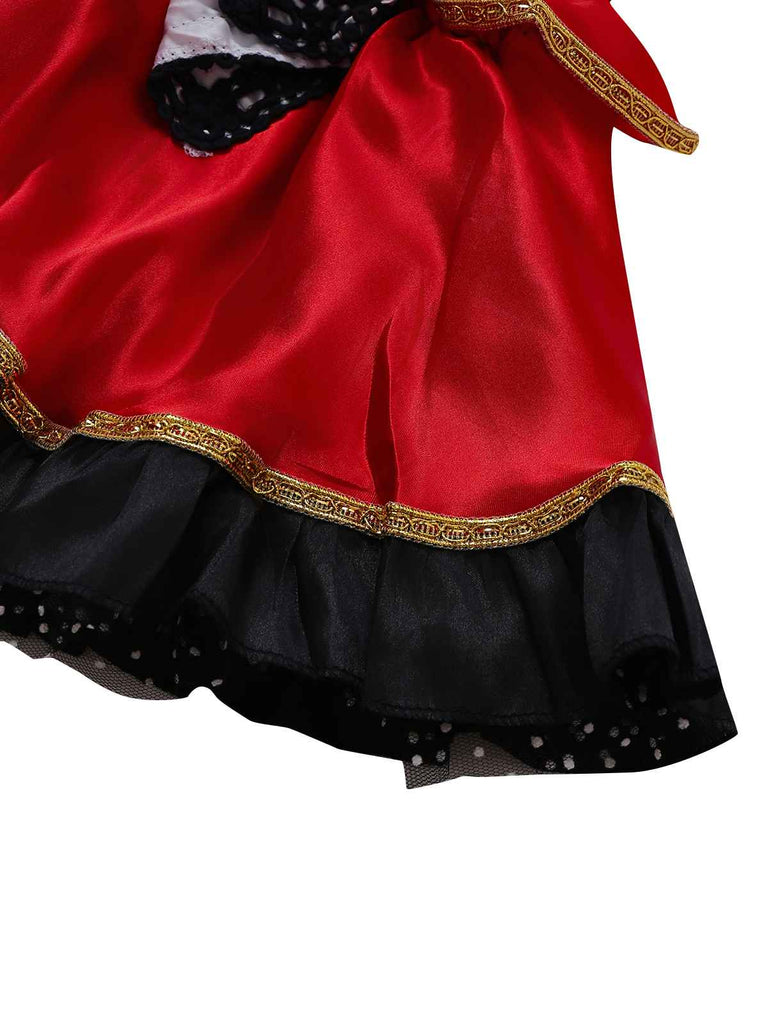 3PCS Cape rouge avec robe corset années 1970