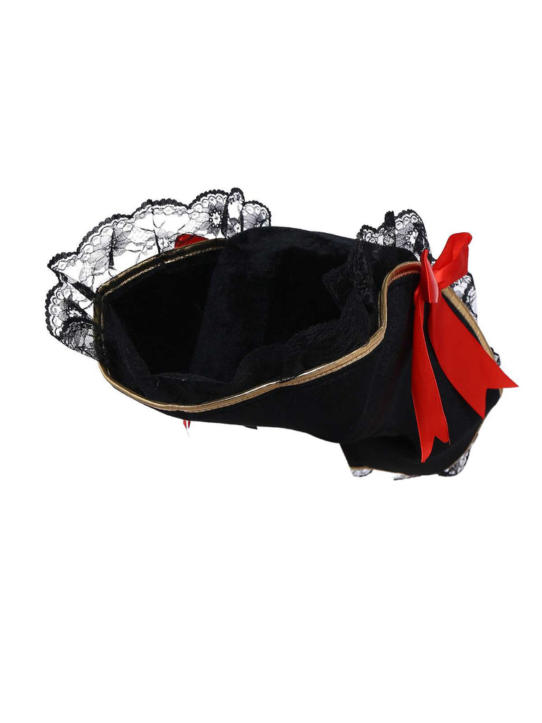 Robe de capitaine pirate Halloween en velours rouge vin des années 1970