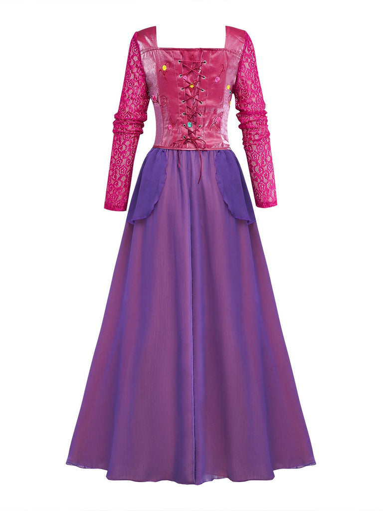 Ensemble haut et jupe à fleurs en dentelle violet Sarah Sanderson des années 1930