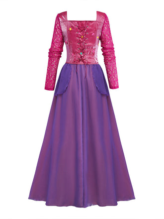 Ensemble haut et jupe à fleurs en dentelle violet Sarah Sanderson des années 1930