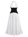 Robe longue col V profond et dos nu des années 1970