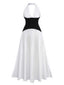 Robe longue col V profond et dos nu des années 1970
