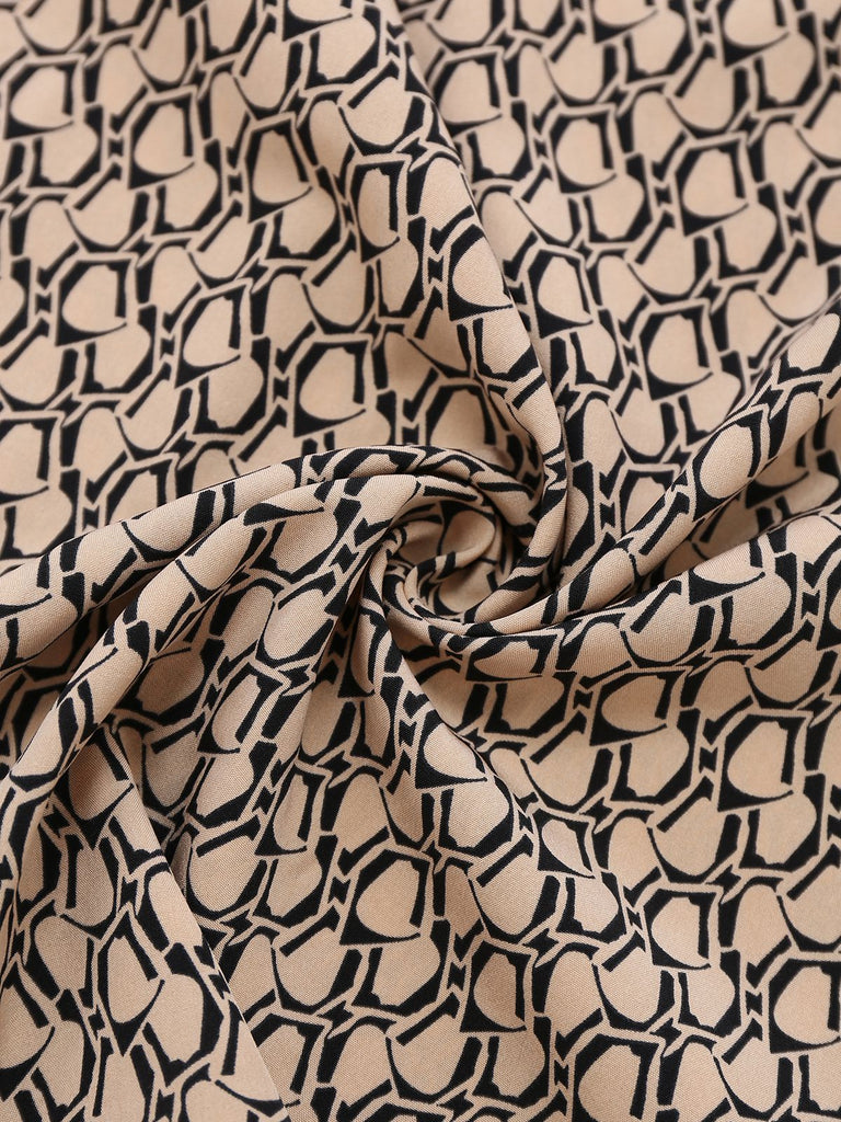 Combinaison col licou rond motif géométrique beige des années 1930