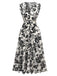 Robe mi-longue à fleurs à manches courtes années 1970