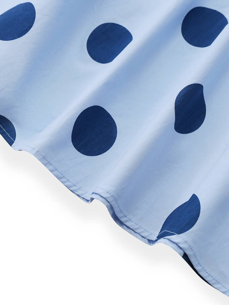 Robe Bleue Pois Sans Bretelles Plissée Années 1940
